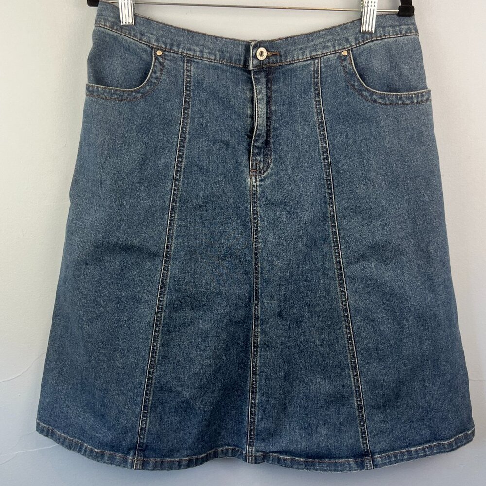 Fresh Produce Stretch Midi Flared Denim Skirt Size 10